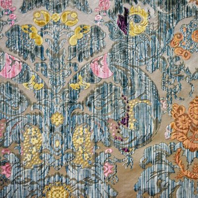 Velluto Fioroni 030-30771 fondo avorio multicolore verde dettaglio | Tessiture Bevilacqua