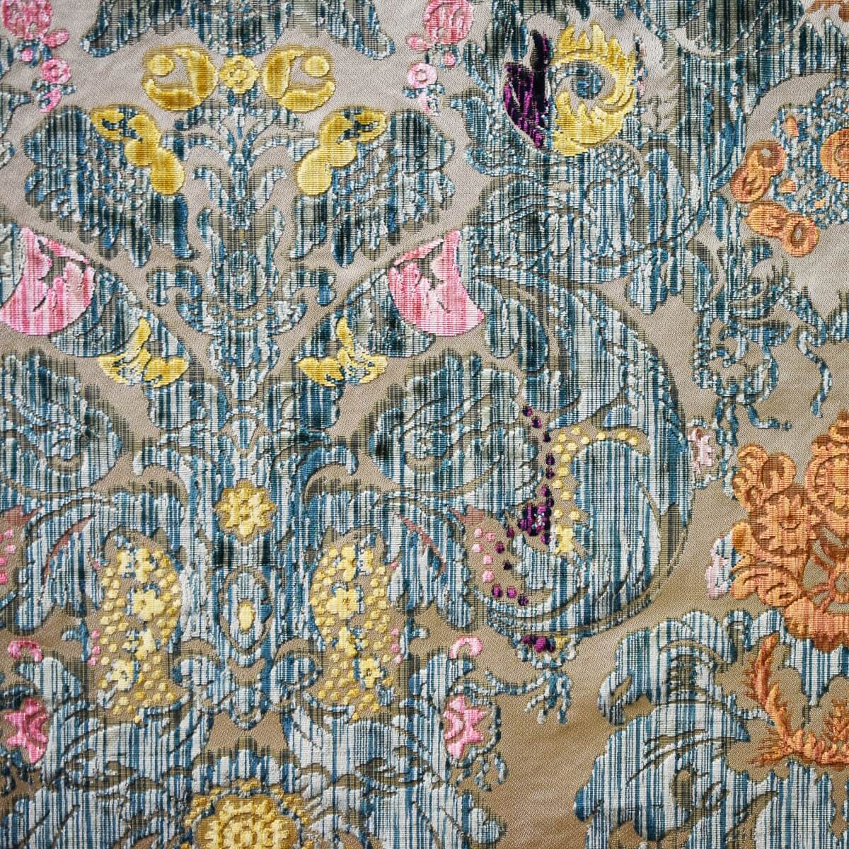 Velluto Fioroni 030-30771 fondo avorio multicolore verde dettaglio | Tessiture Bevilacqua