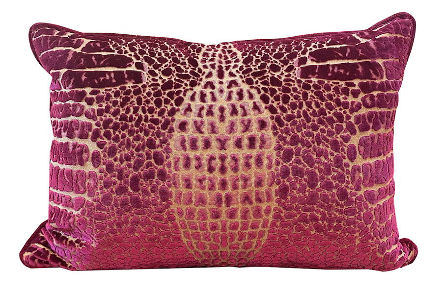 Velvet Alligatore - CUSHION - fucsia